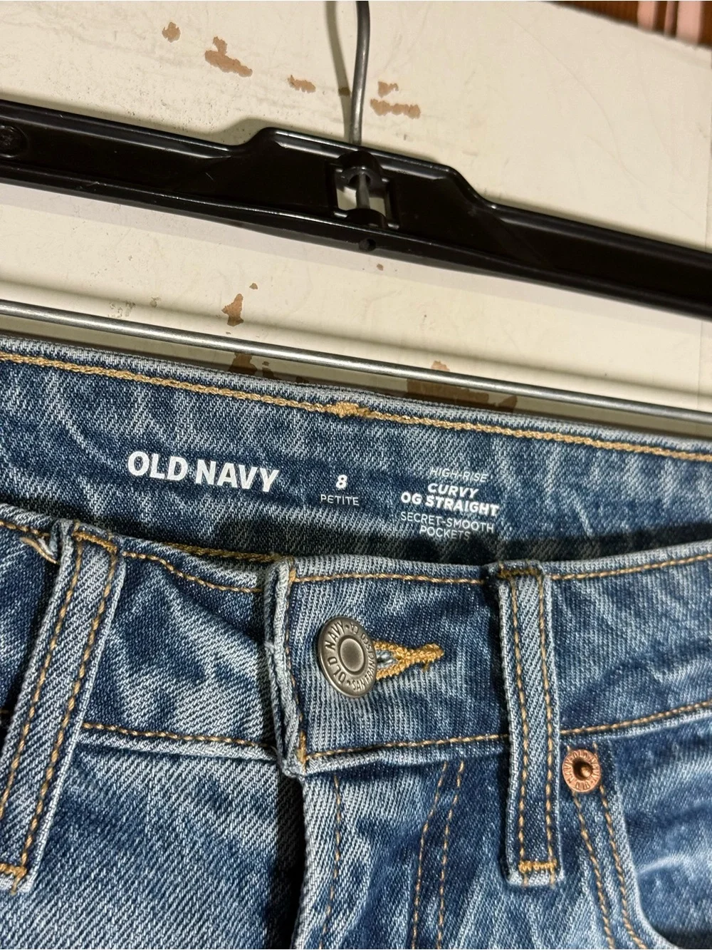 Old Navy High Rise Curvy OG Straight Jeans Secret Smooth Pockets Blue Sz 8P NWT